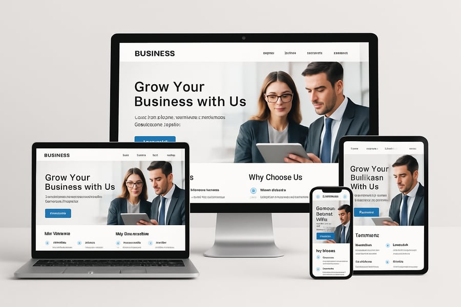 Responsive business website design on multiple devices